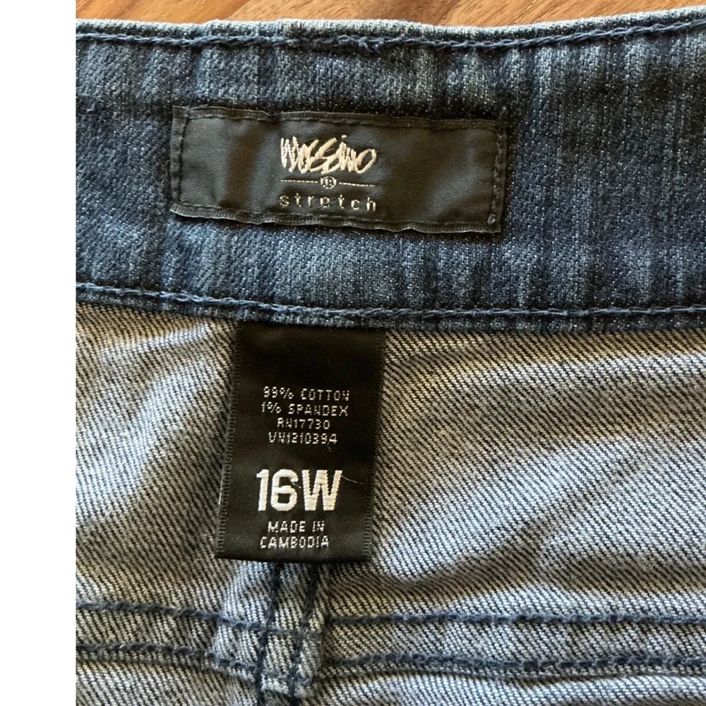 Mossimo‎ Womens 16W Stretch Denim Shorts Blue Dark Wash Cuffed Mid Rise 5-Pocket